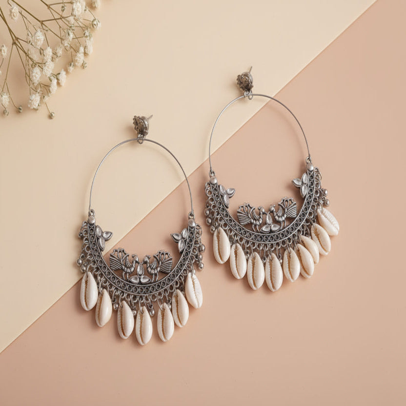 Oxidised Shell Earrings