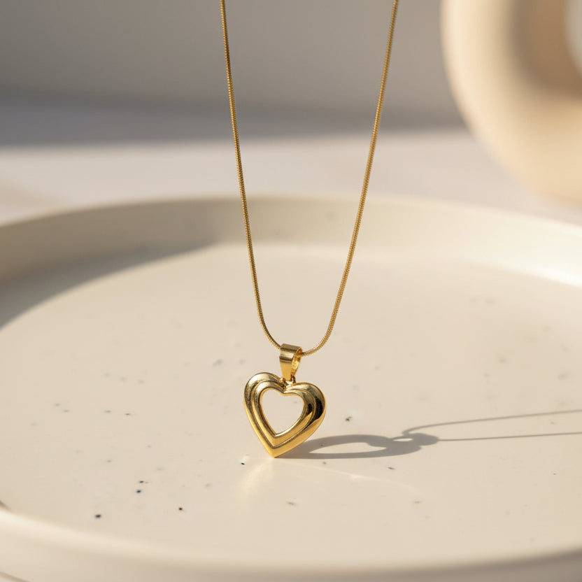 White Heart Pendant Necklace