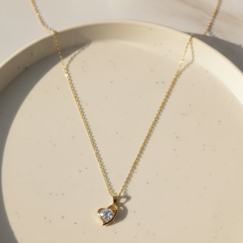 Stone Heart Pendant Necklace