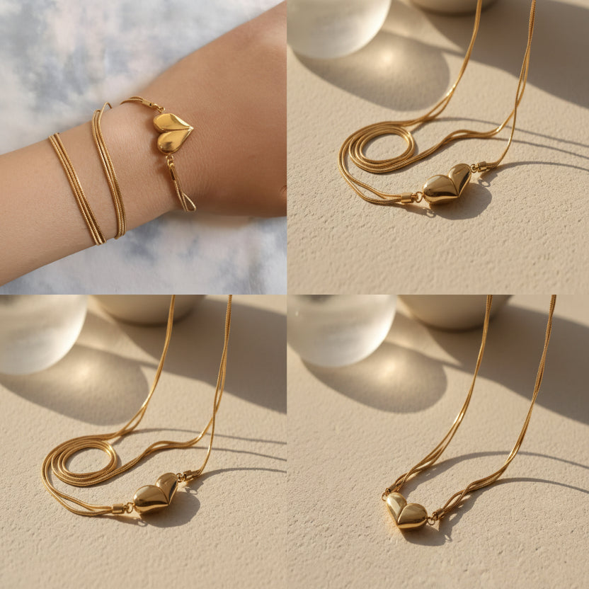 Triple Chain Heart Pendant