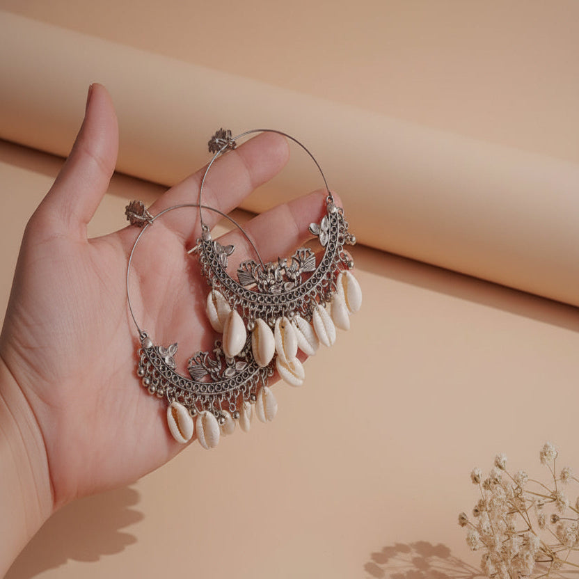 Oxidised Shell Earrings