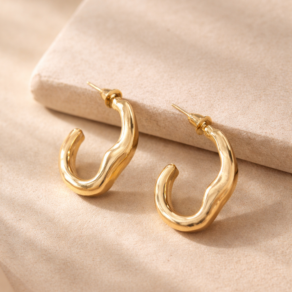 Curve Gold Hoops