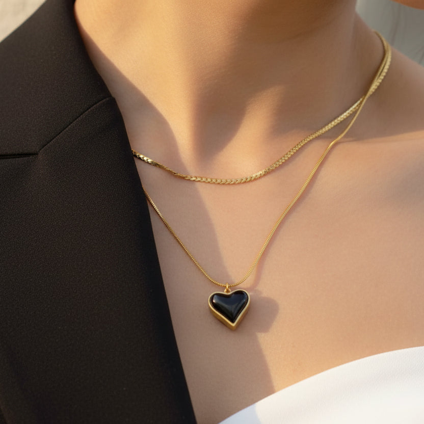 Two in One B&W Double Chain Pendant