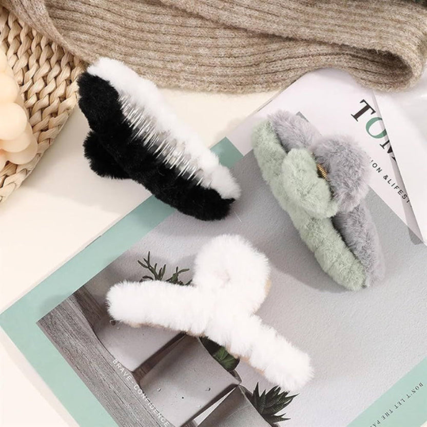 Fur Hair Claw Clips