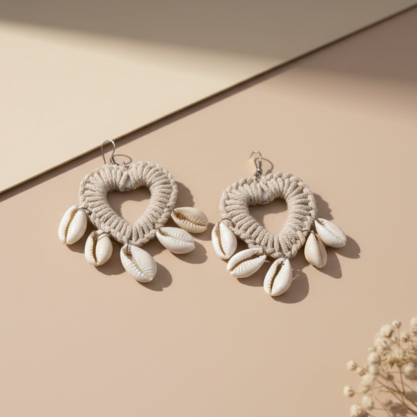 Woven Heart Shell Earrings