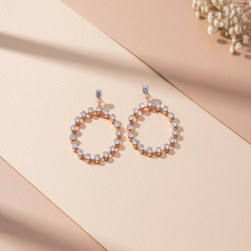 Circle Drop Hoop Earrings