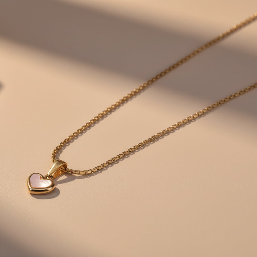Gold Heart Pendant with Pearl Touch