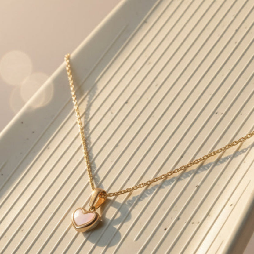 Gold Heart Pendant with Pearl Touch